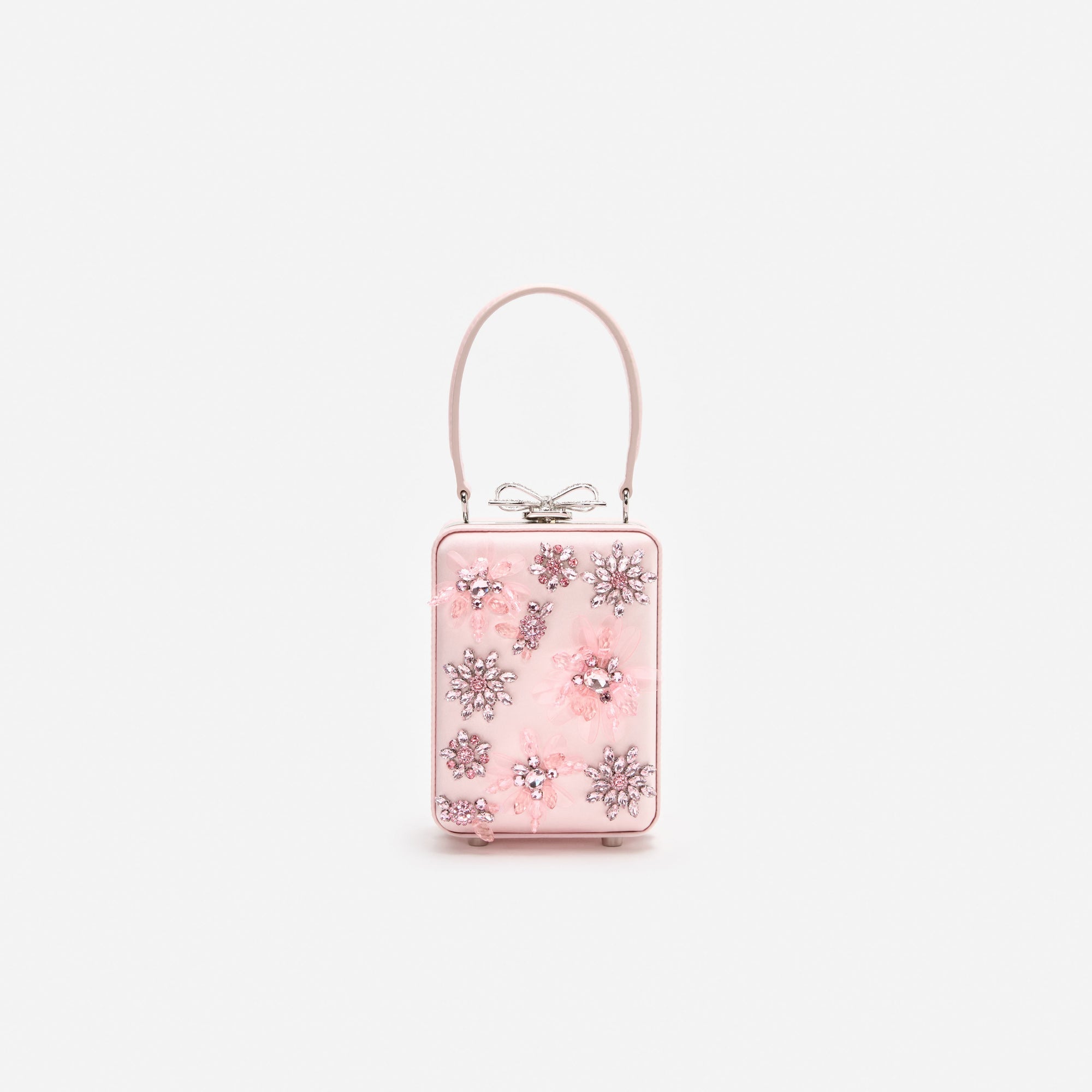 Pink Satin Floral Beaded Micro Bag