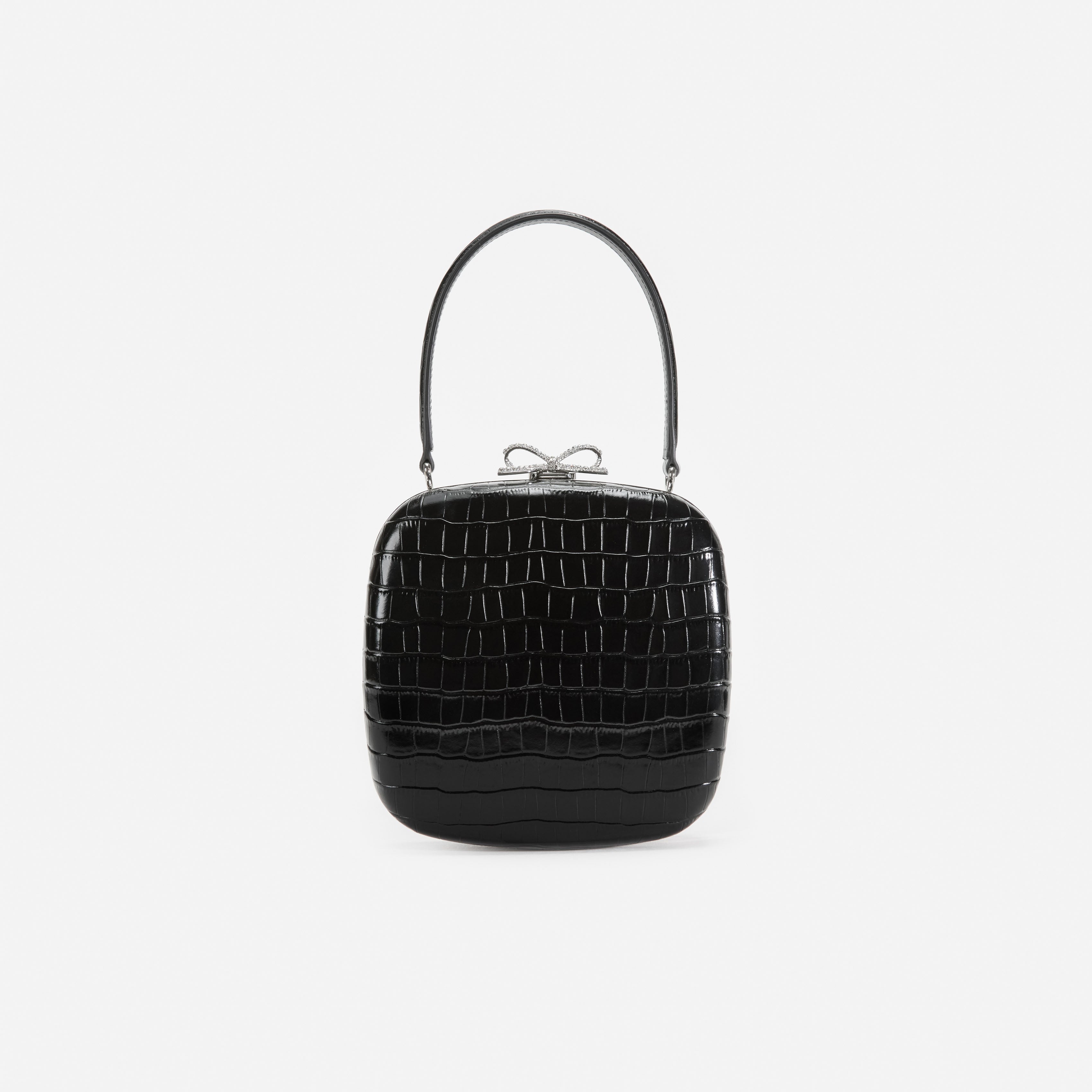 Black Croc Leather Compact Mini Bag – self-portrait-EU