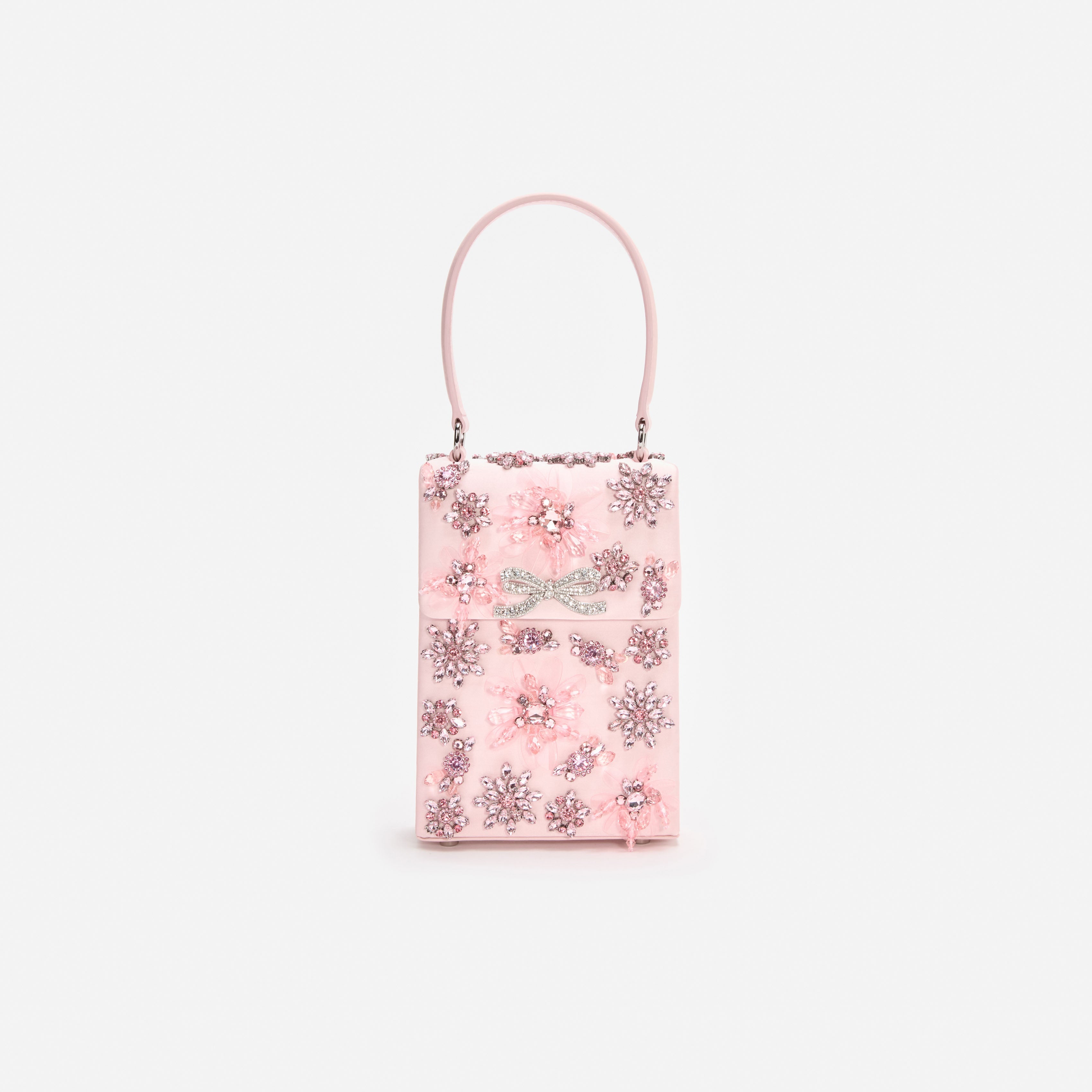 Pink Satin Floral Crystal Mini Bag – self-portrait-EU