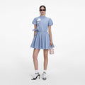 Blue Cotton Drape Mini Dress