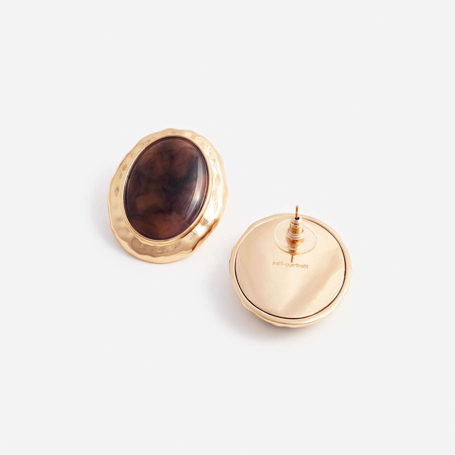 Hammered Gold Tiger Eye Earrings