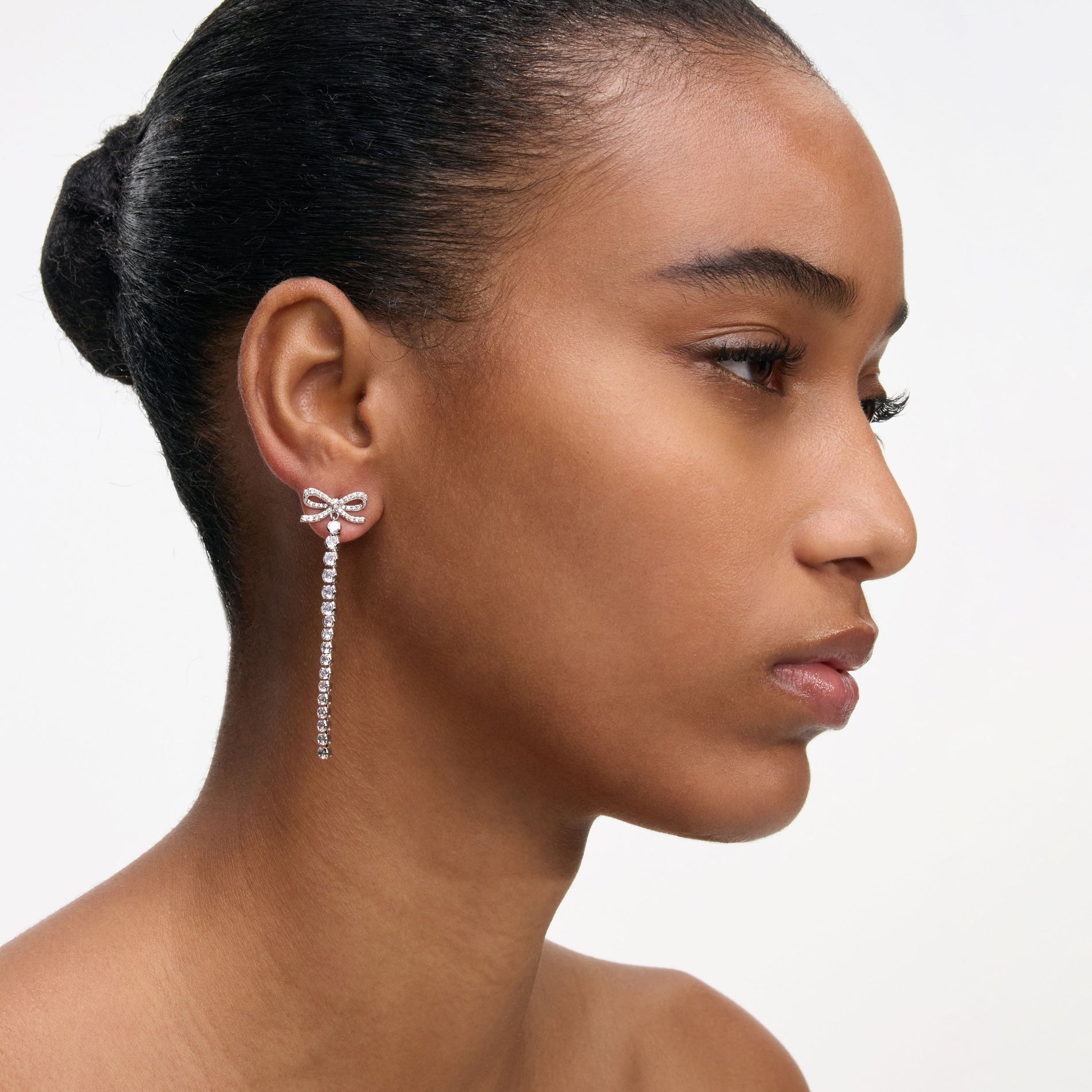 Crystal Bow Droplet Earrings
