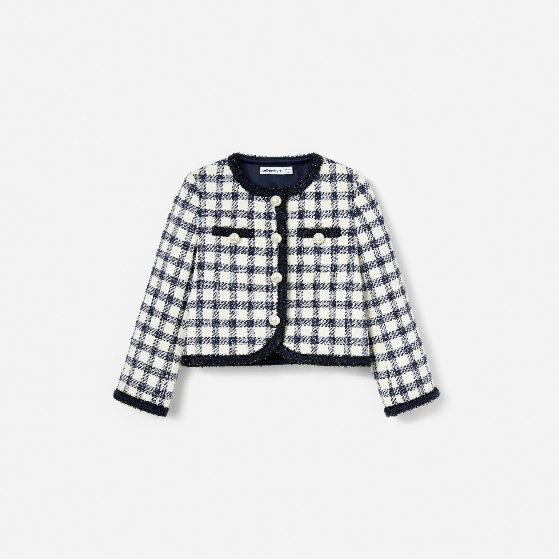 Navy Check Boucle Jacket