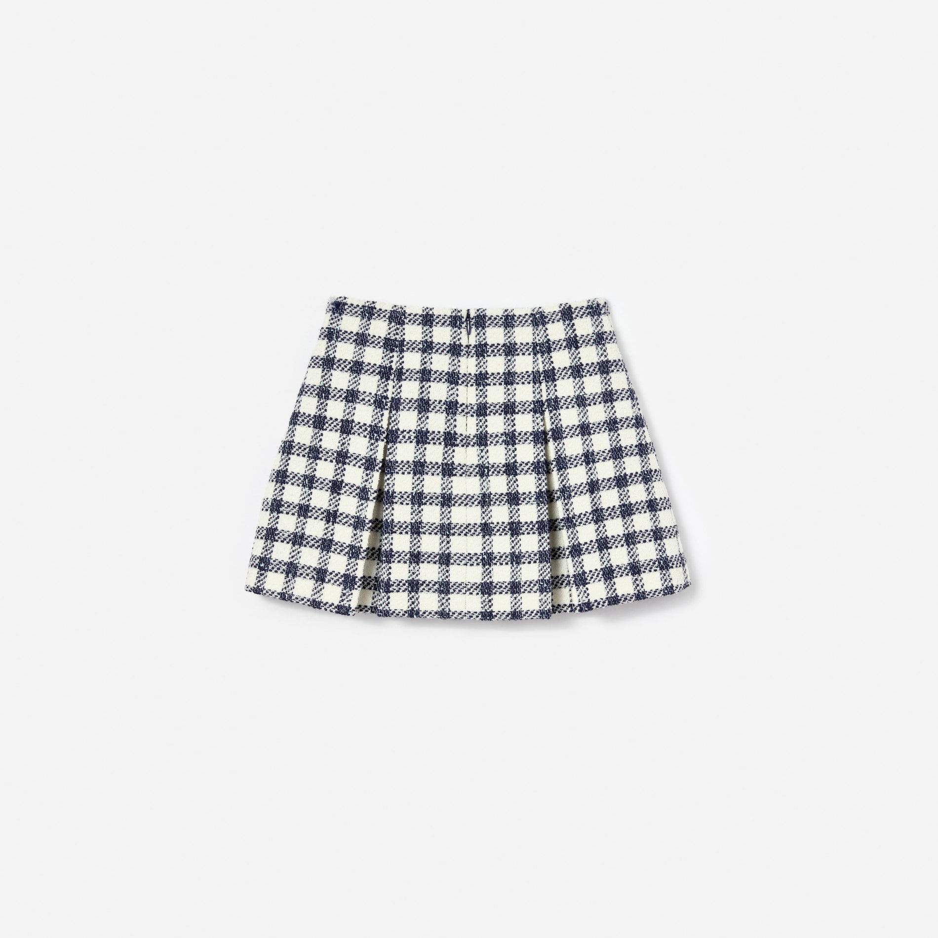 Navy Check Boucle Skirt