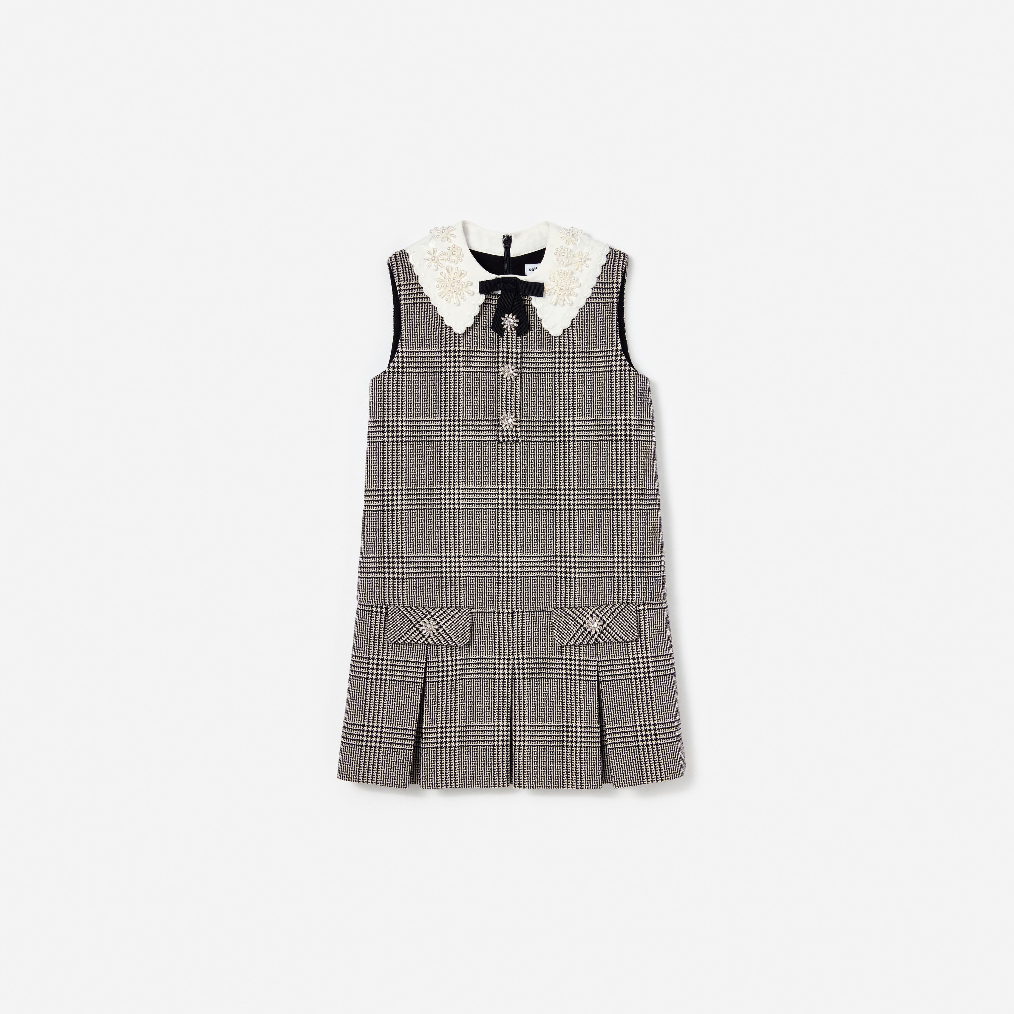 Black Check Sleeveless Dress – self-portrait-EU