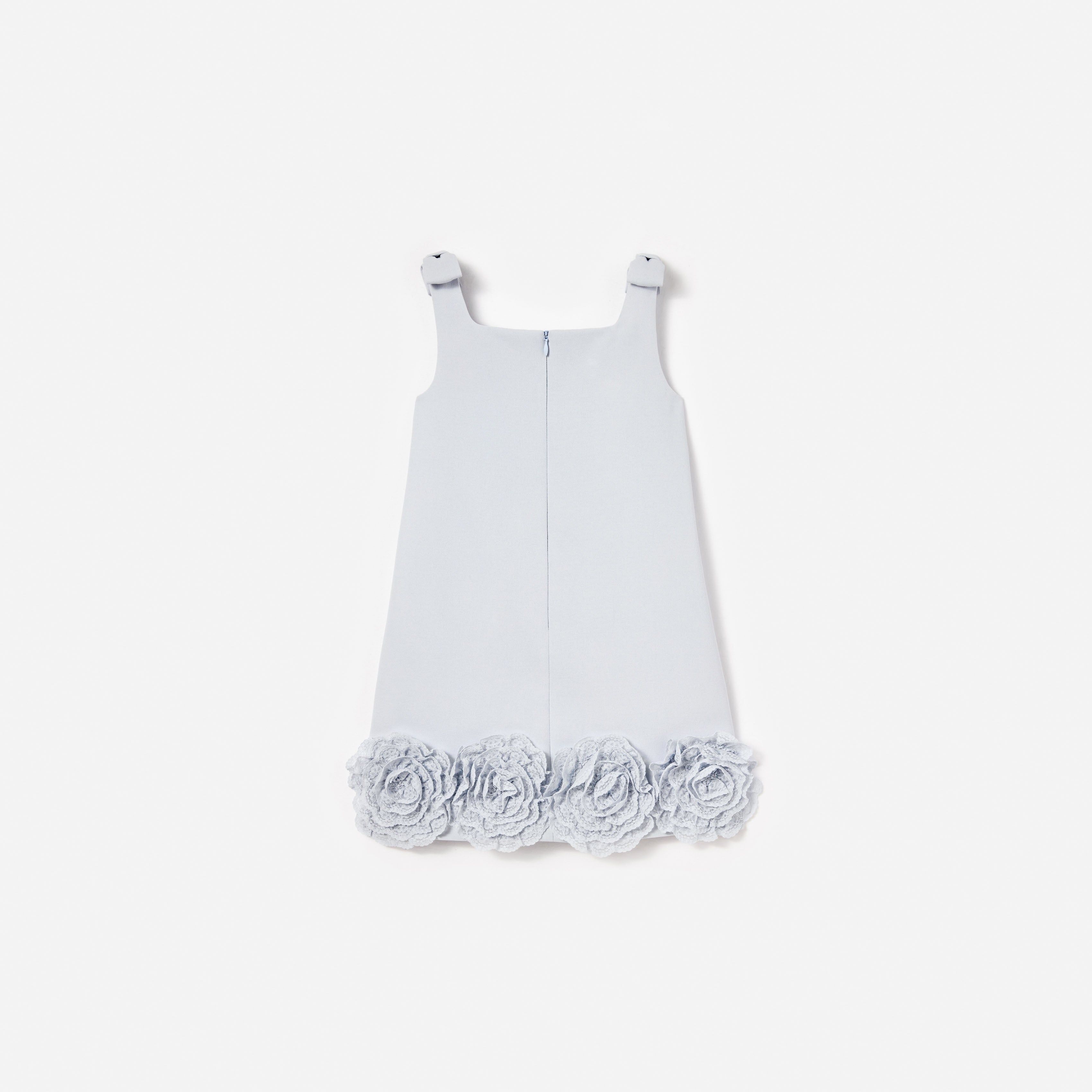 Blue Crepe Flower Dress