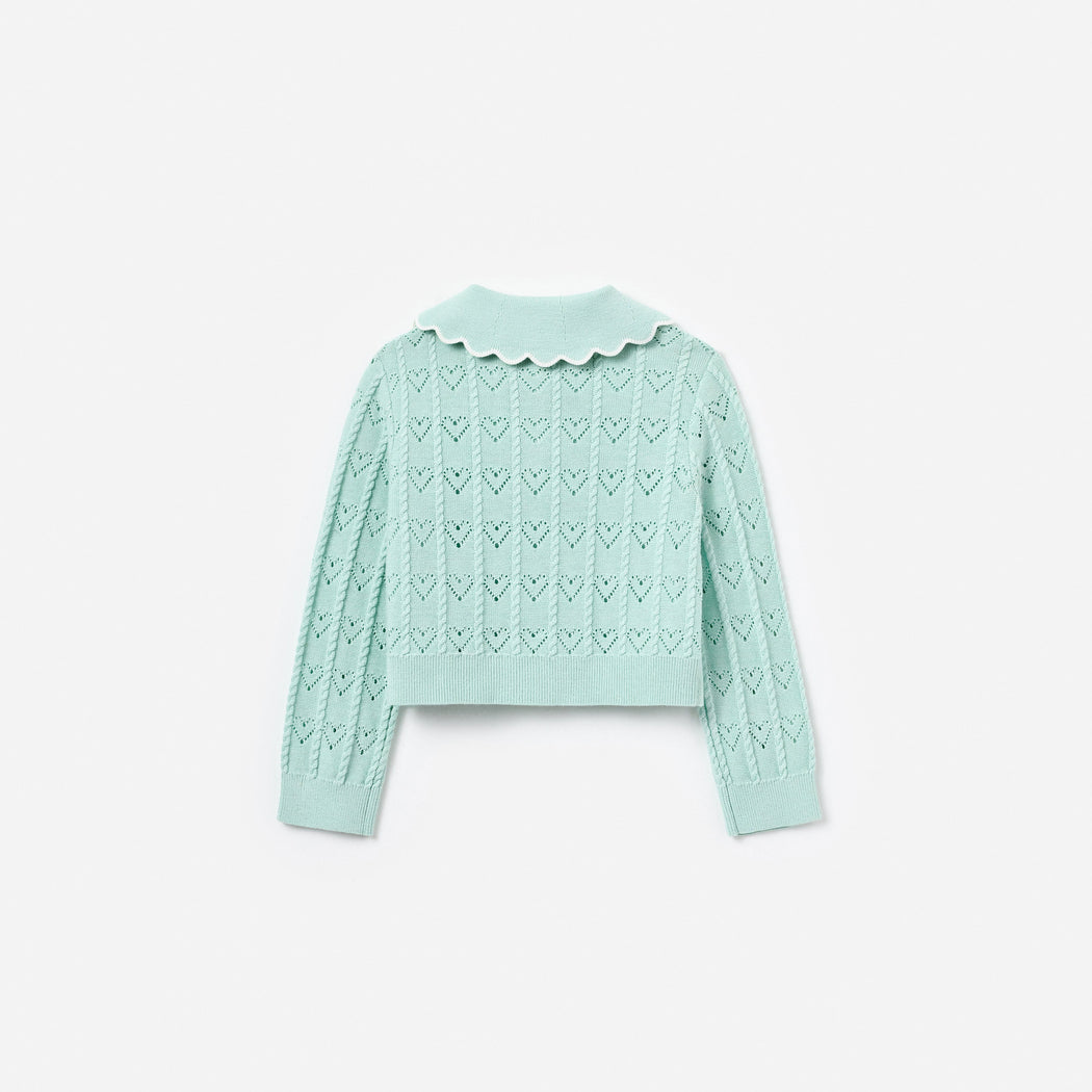 Mint Heart Knit Cardigan