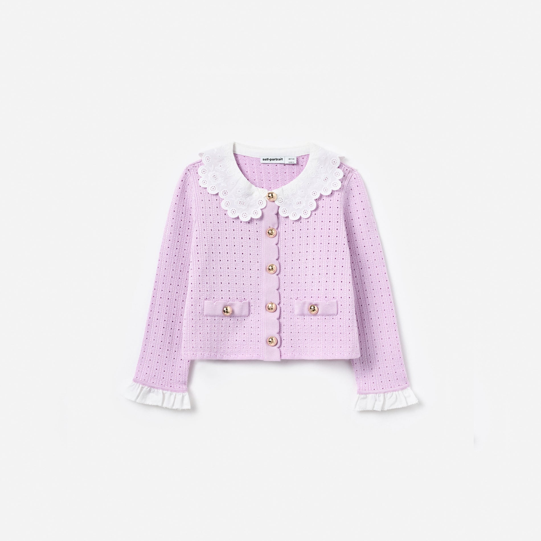 Pink Pointelle Ribbed Knit Cardigan