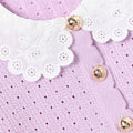 Pink Pointelle Ribbed Knit Cardigan