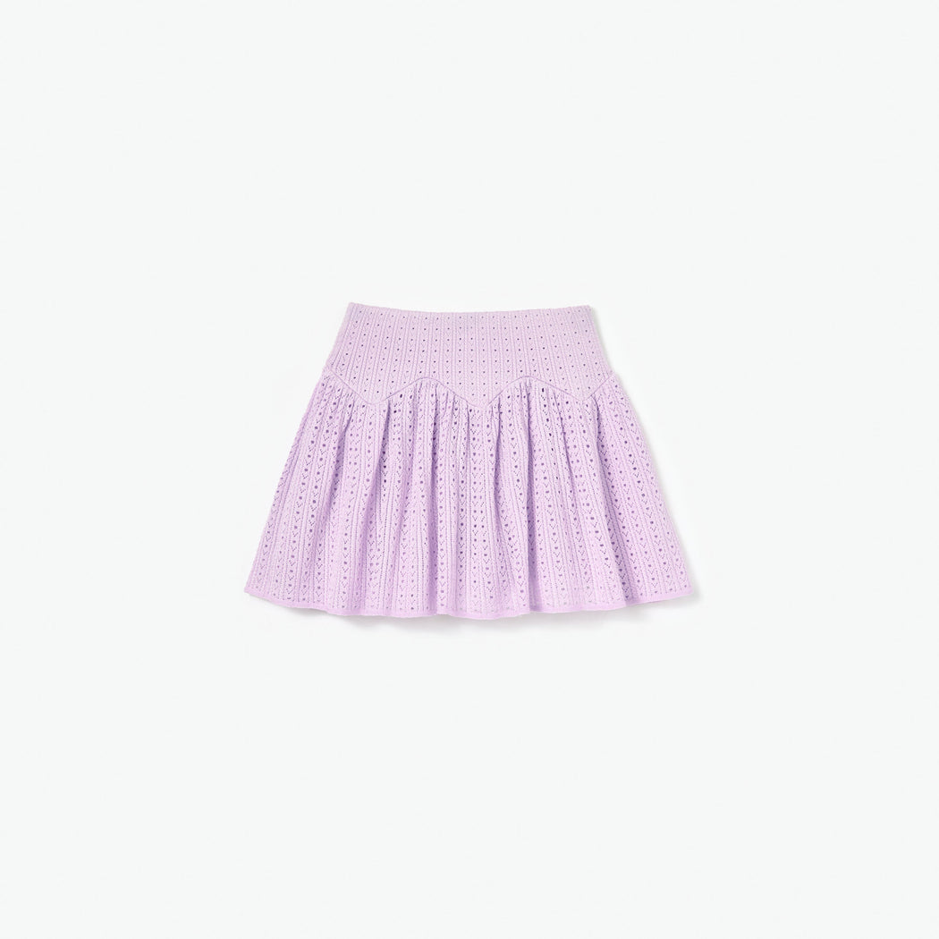 Pink Pointelle Ribbed Knit Skirt
