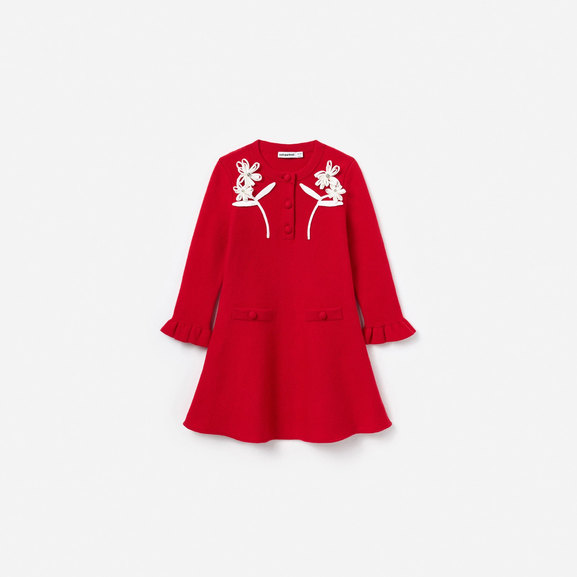Red Flower Trim Dress