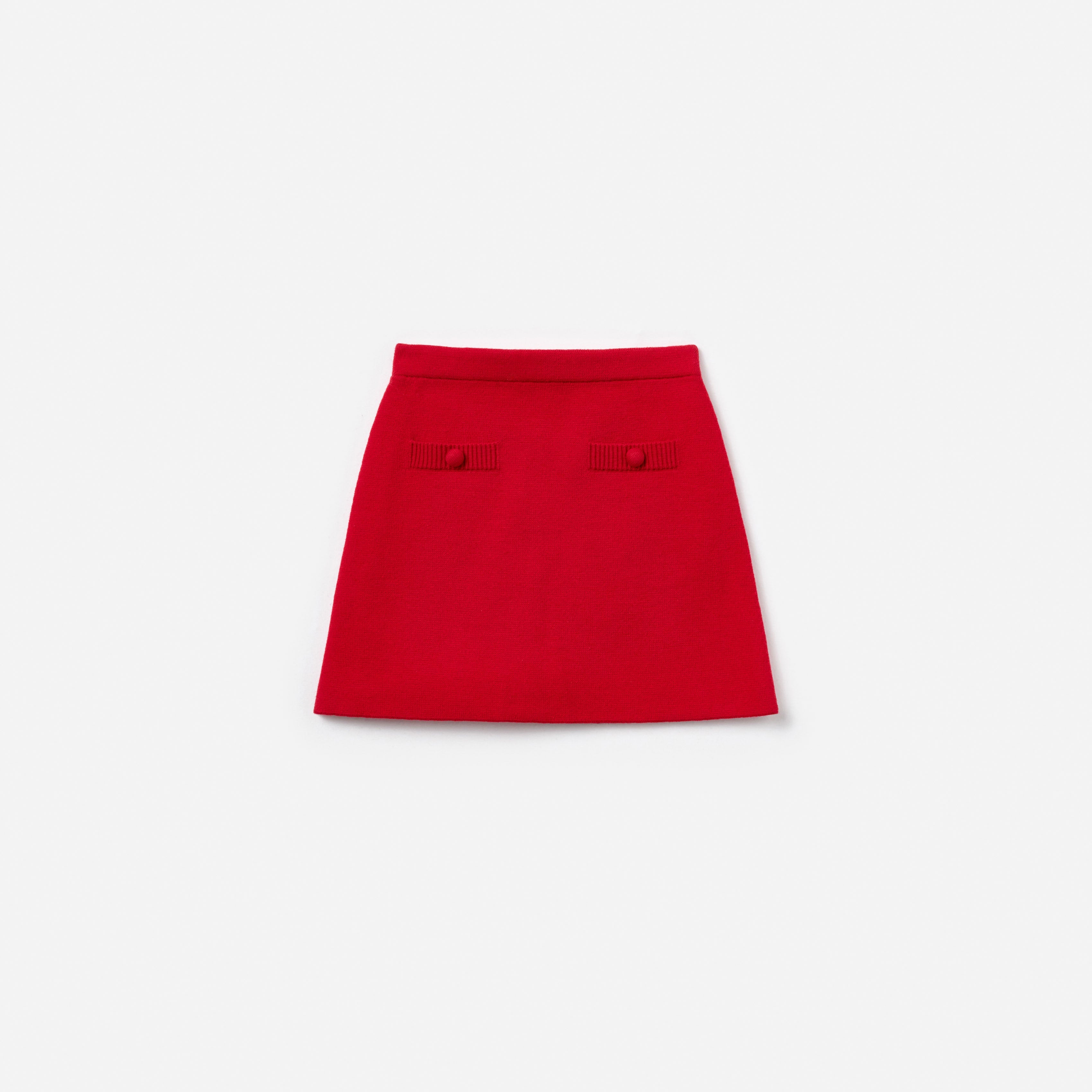 Red Flower Trim Knit Skirt