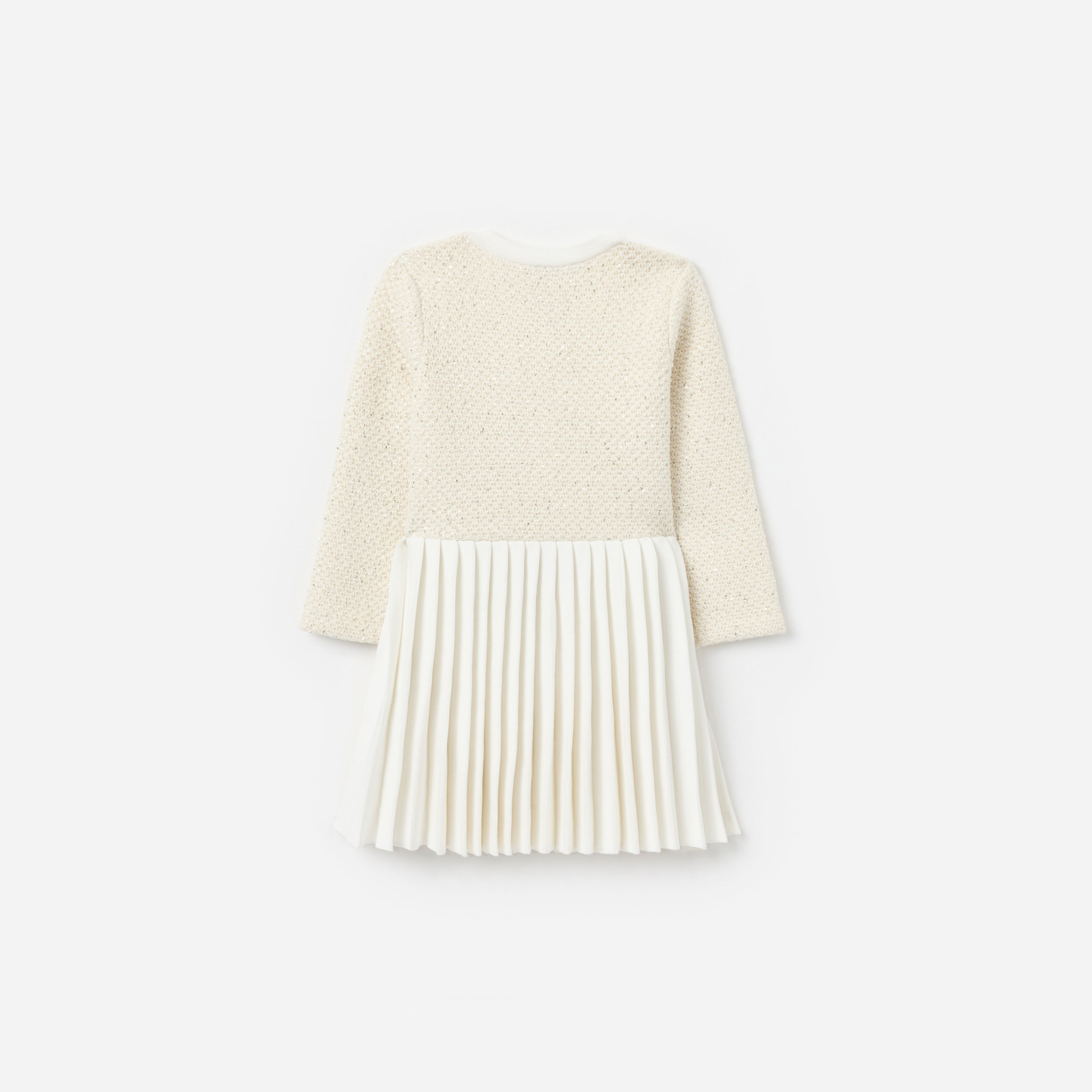 Cream Sequin Knit Bow Trim Dress