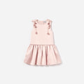 Pink Satin Sleeveless Flower Dress