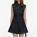 Indigo Denim Flared Mini Dress