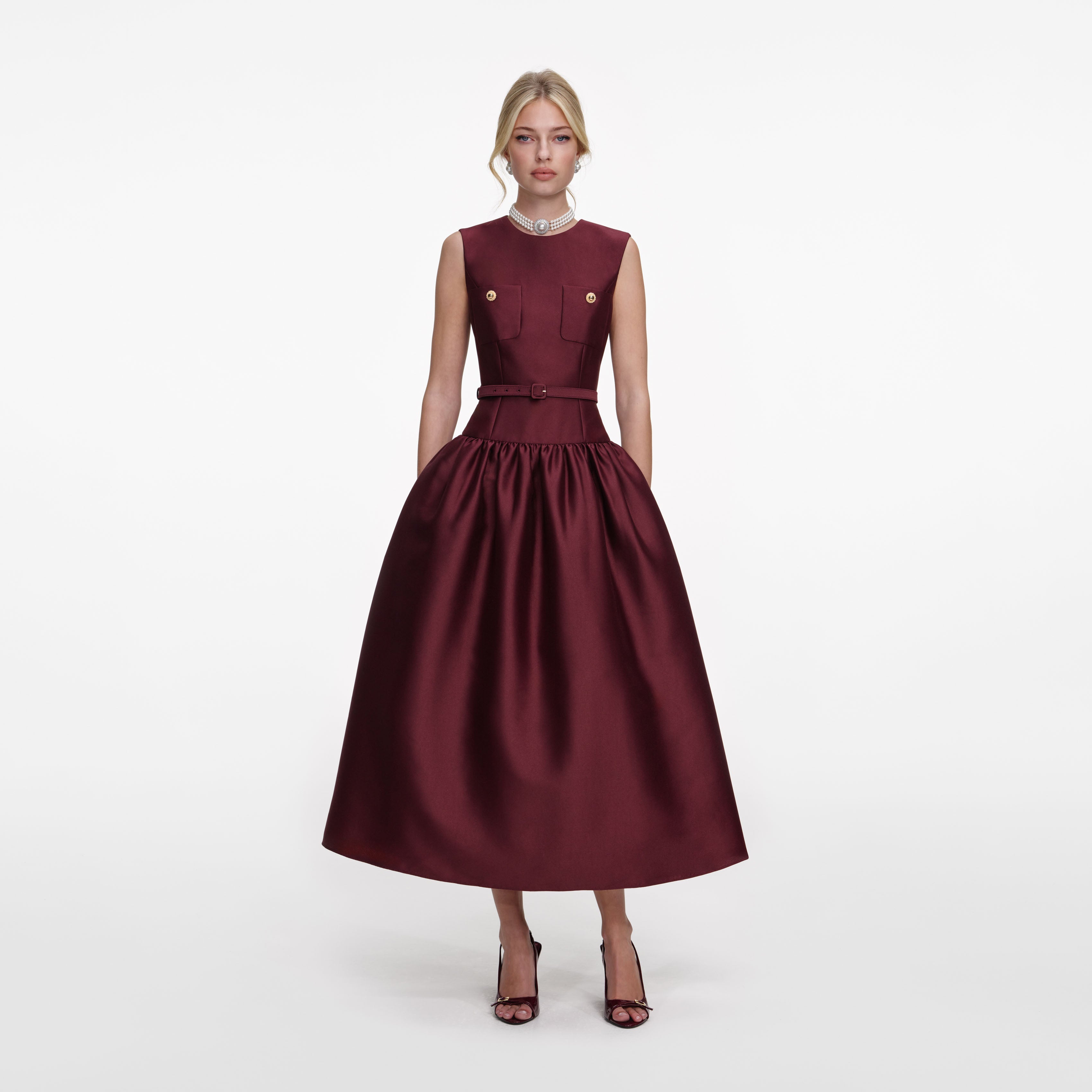 Burgundy Taffeta Midi Dress Burgundy Taffeta Midi Dress