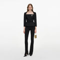 Black Tailored Brooch Top