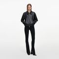 Black Faux Leather Bomber Jacket