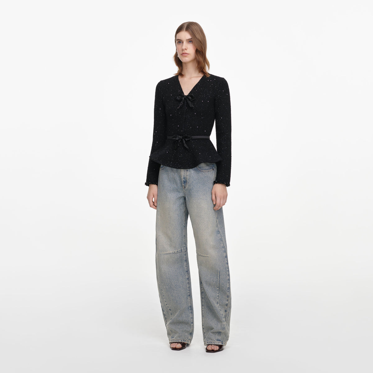 Black Sequin Knit Top