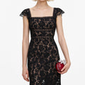 Black Lace Square Neck Maxi Dress