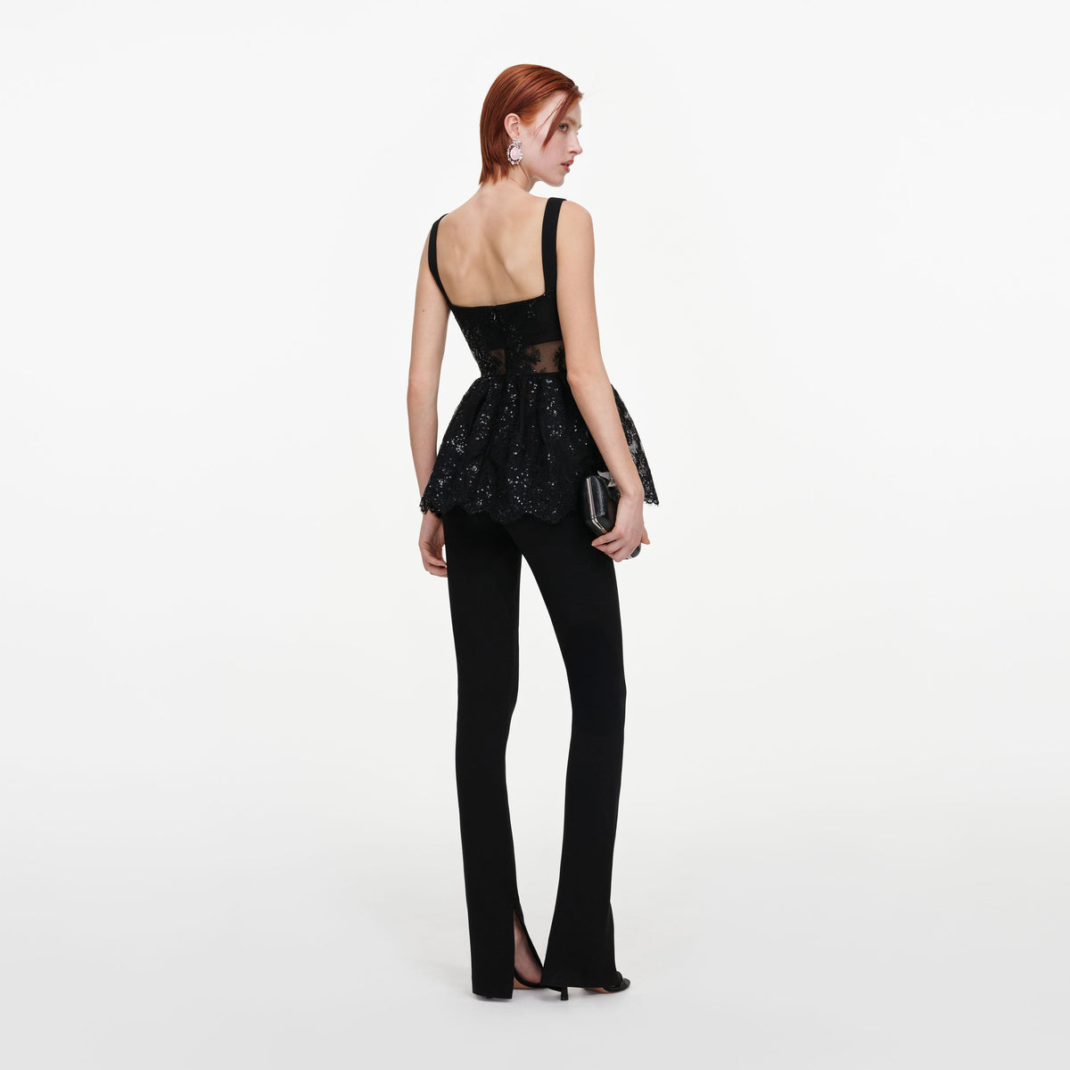Black Lace Peplum Top