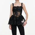 Black Lace Peplum Top