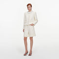 Cream Sequin Boucle Pearl Trim Jacket