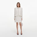 Cream Sequin Boucle Mini Skirt