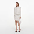 Cream Sequin Boucle Mini Skirt
