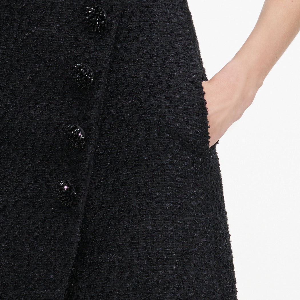 A close up of the fabric for the Black Boucle Mini Skirt