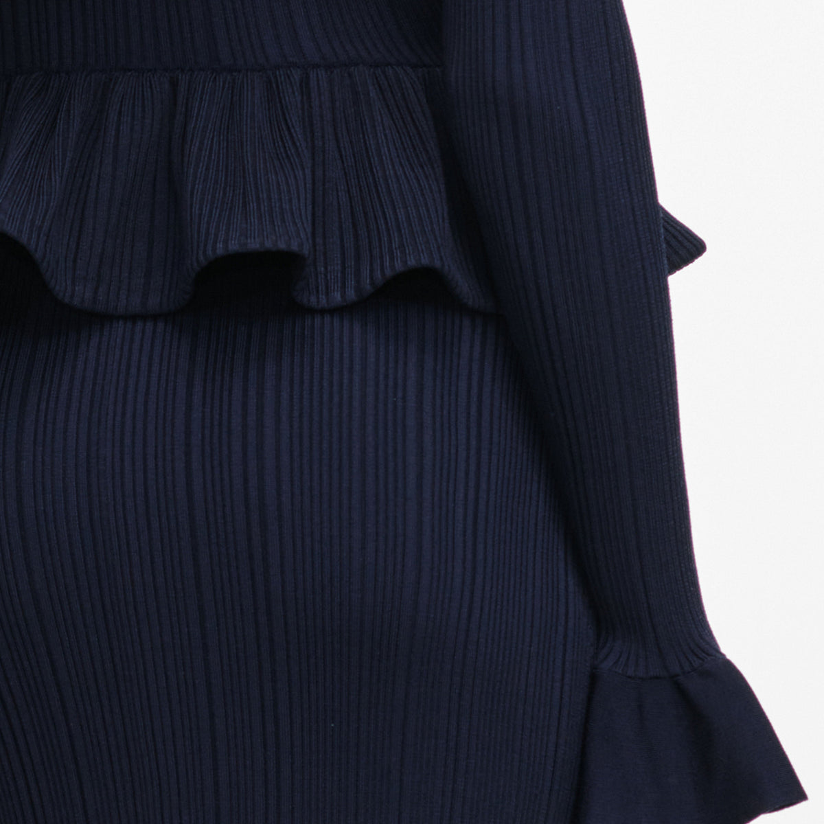 Navy Peplum Knit Midi Dress
