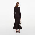 Brown Fringe Knit Midi Dress