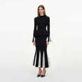 Black Lace Insert Knit Midi Dress