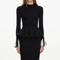 Black Lace Insert Knit Midi Dress