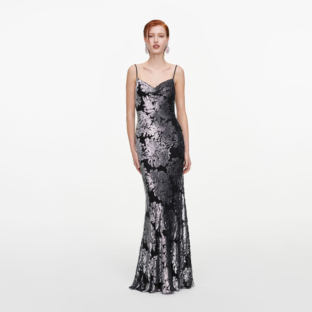 Silver Fil Coupe Maxi Dress