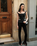 Black Structured Bardot Top