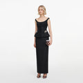 Black Structured Bardot Maxi Dress