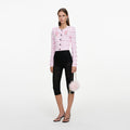 Pink Flower Pointelle Knit Cardigan