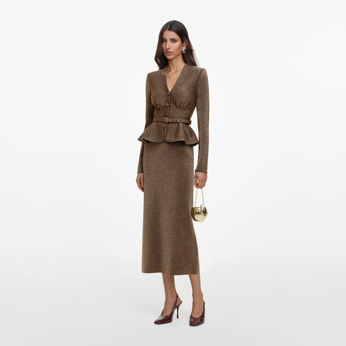 Bronze Tailored Knit Midi Dress