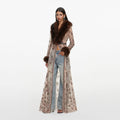 Beige Sequin Embellished Fur Maxi Dress