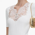 White Lace Bib Knit Top