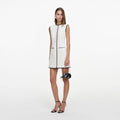 Cream Sleeveless Boucle Mini Dress