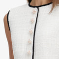 Cream Sleeveless Boucle Mini Dress