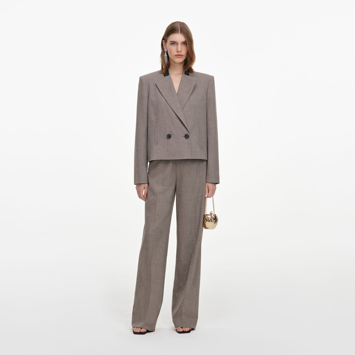 Brown Twill Double Breasted Jacket