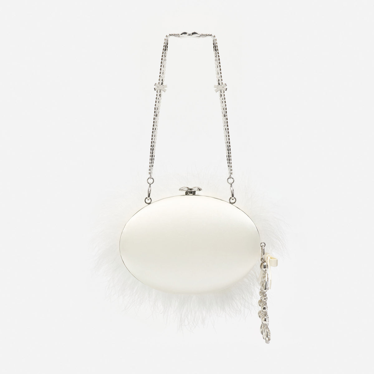 Cream Feather Clutch Bag