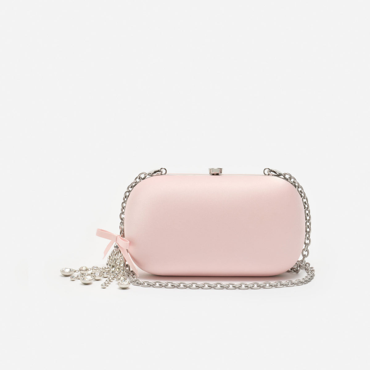 Pink Rectangle Satin Clutch Bag