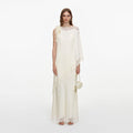 Cream Satin Lace Cape Maxi Dress
