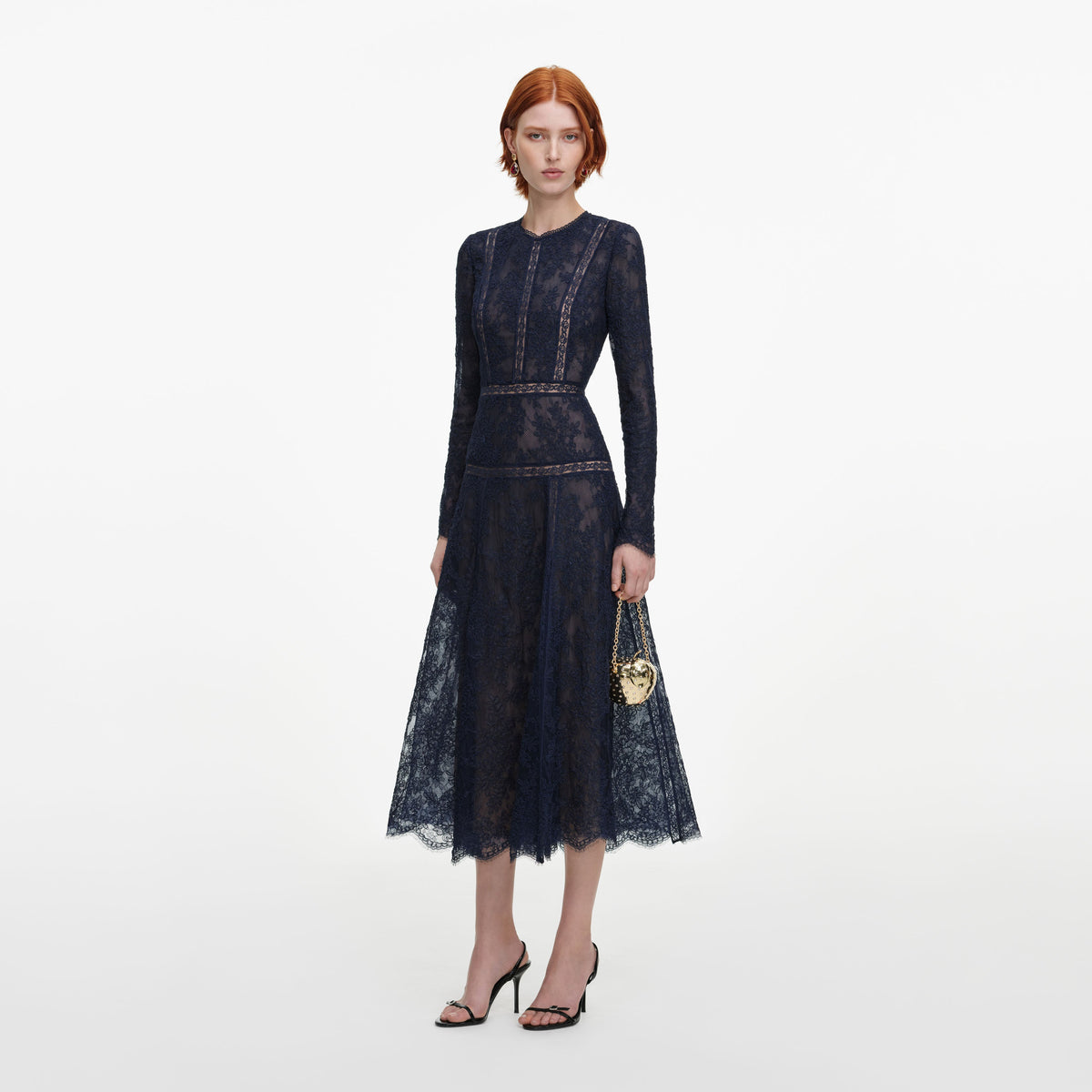 Navy Lace Midi Dress