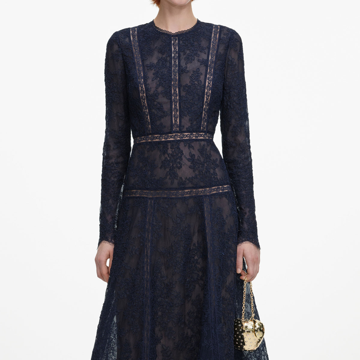 Navy Lace Midi Dress