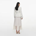 Cream Boucle Wrap Midi Dress